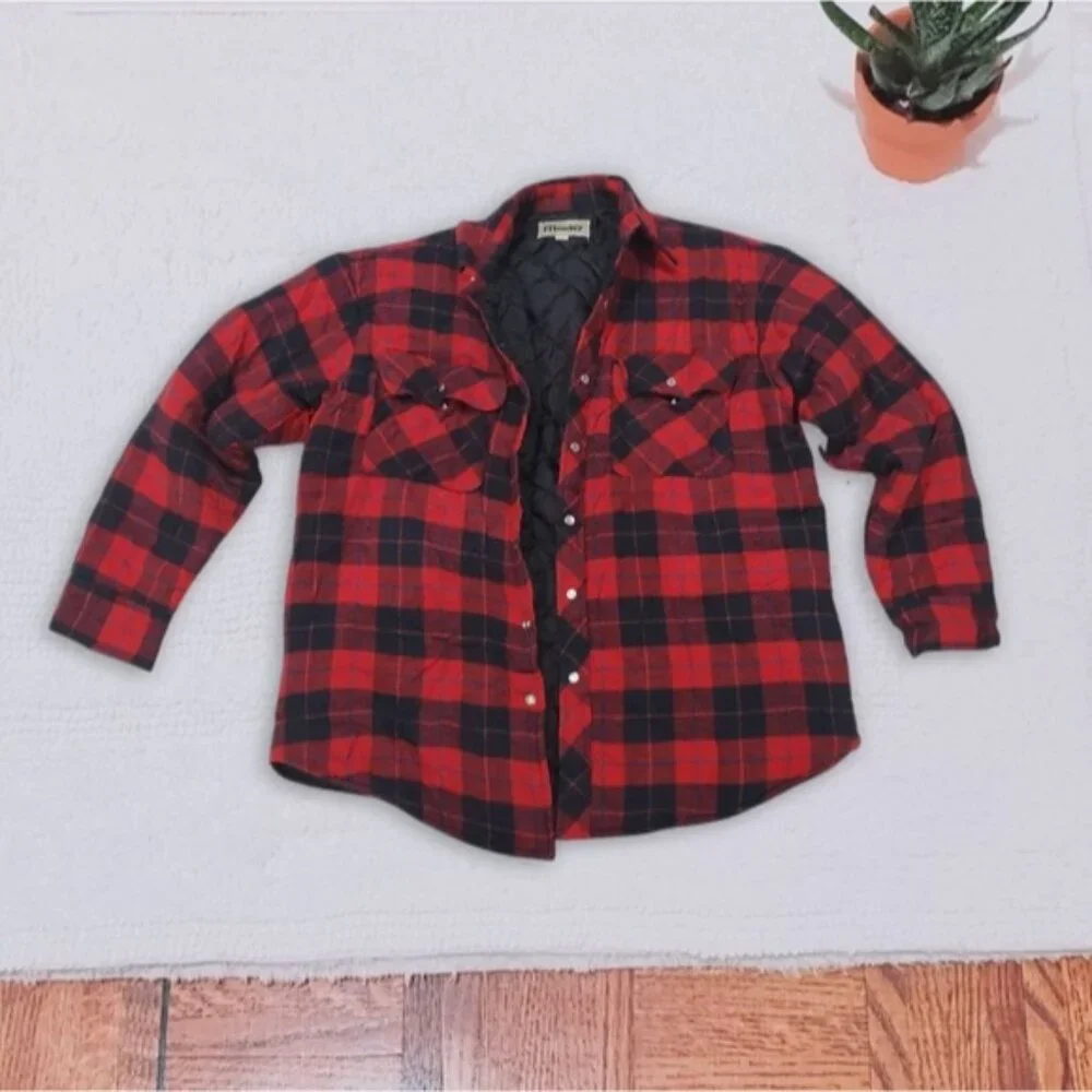 MARK'S Thick Cozy Red Quilted Shirt Jacket - Picture 5 of 14